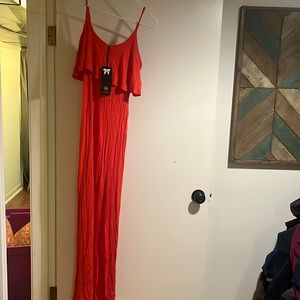 Women’s orange slit dress